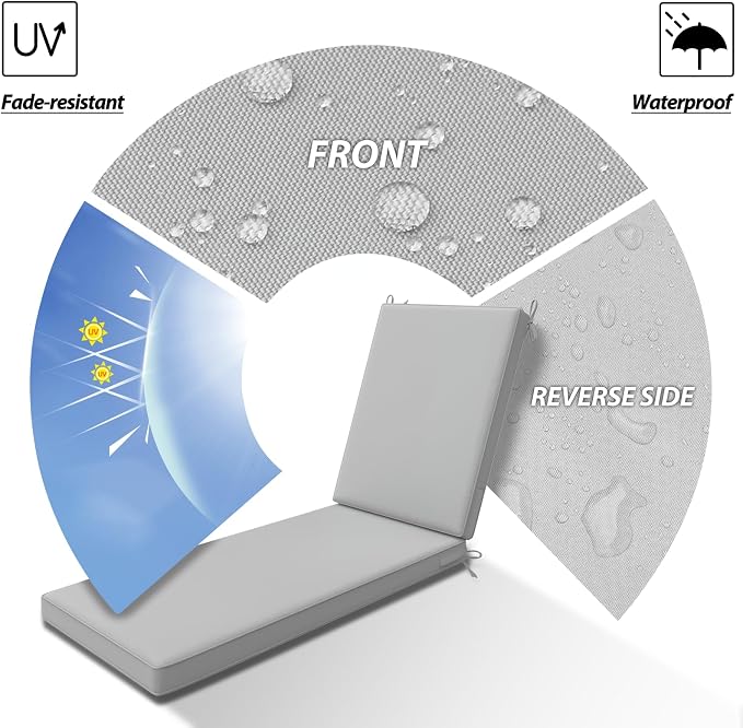 AAAAAcessories Outdoor Chaise Lounge Cushions, Waterproof, Fade-Resistant Patio - Image 3