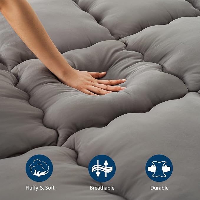 Marine Moon Mattress Topper King Cooling Bed Topper, Extra Thick Soft Mattress - Image 4