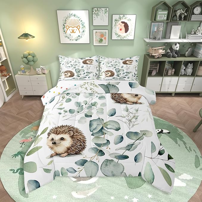Erosebridal Cute Hedgehog Toddler Comforter Set by Erosebridal
