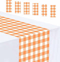 6 Pcs Orange and White Checkered Table Runner Plastic 14 x 108 Disposable by MUNILAIL