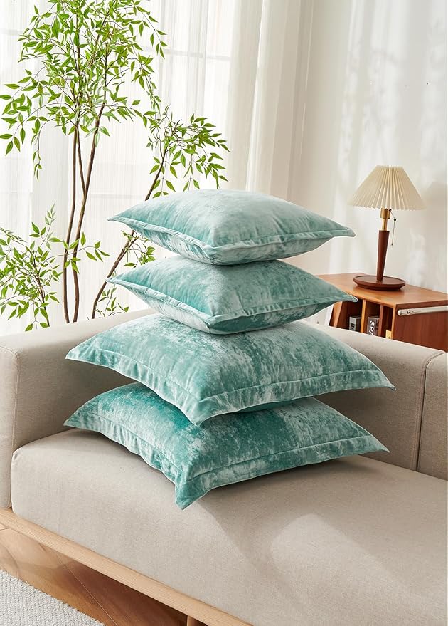 Luxurious Velvet Euro Shams Decorative Throw Pillow Covers 26x26 Set of 2 Solid - Image 3