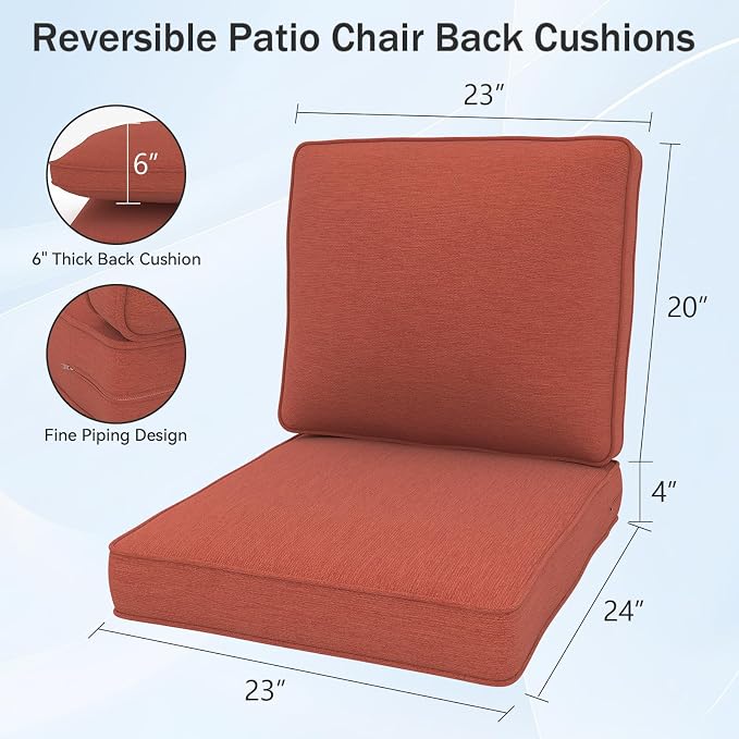 Outdoor Chair Cushions 23" x 24" x 4", Patio Deep Seat Replacement Cushions Set - Image 3