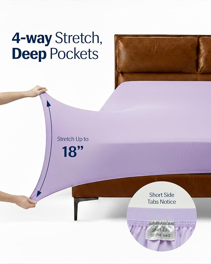 REST® Evercool®+ Starter Sheet Set, Full Size Lavender, Breathable Bed Sheet - Image 7