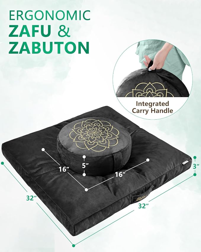 Hihealer Meditation Cushion Set Large Velvet Floor Pillow & Traditional Tibetan - Image 6