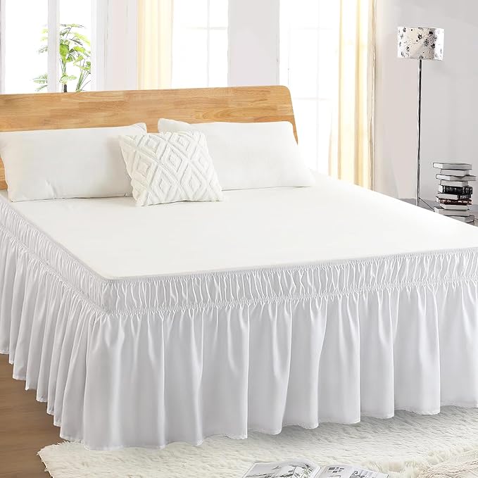 Queen Bed Skirt, Elastic Wrap Around Bed Skirt Queen Size, Bed Skirts - Image 5