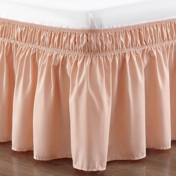RIMELA Bed Skirt Queen Size 15 Inch Drop, Wrap Around Elastic Bedskirt Solid by RIMELABedSkirt