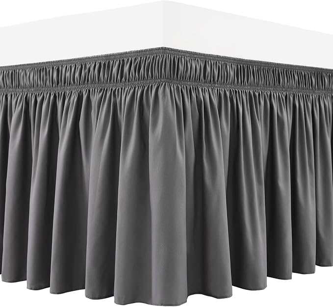 RIMELA Dark Grey Bed Skirt for Queen Size Beds & Matresses Wrap Around Elastic - Image 9