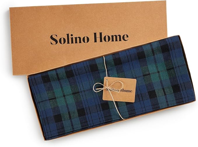 Solino Home Linen Plaid Table Runner 132 Inches Long - Image 5