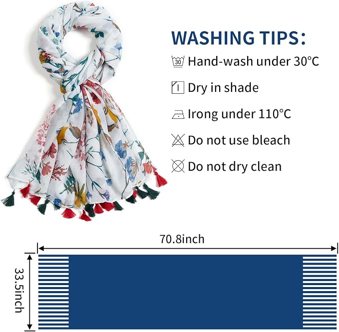 Scarf for Women Lightweight Soft Floral Leopard Printed Scarves Fall Winter - Image 3