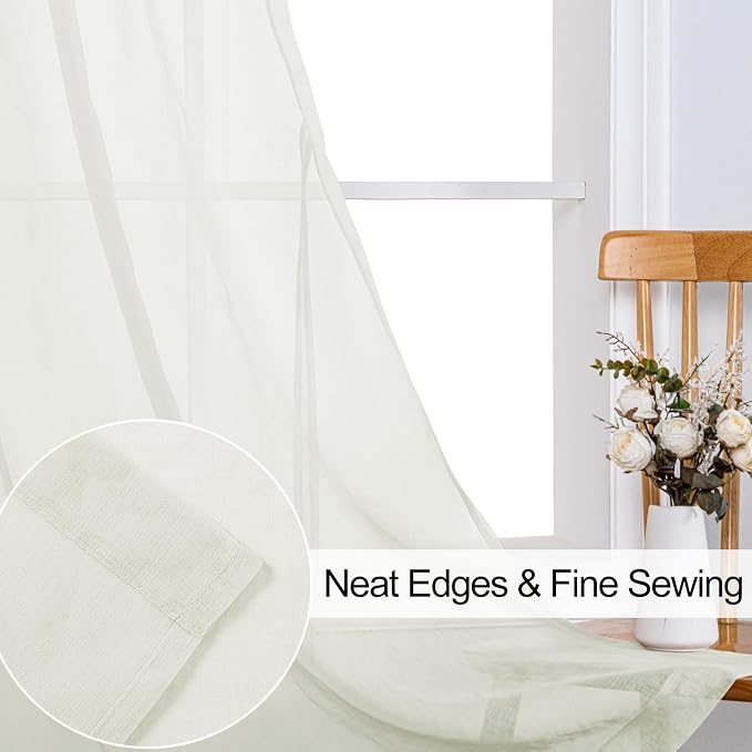 XWZO Sheer Curtains for Bedroom, Airy & Breathable Grommet Semi Transparent - Image 4
