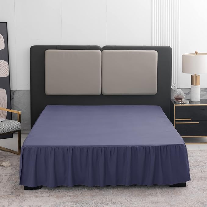 Navy Blue Bed Skirt Queen Size Ruffled Bed Skirt by TSUTOMI