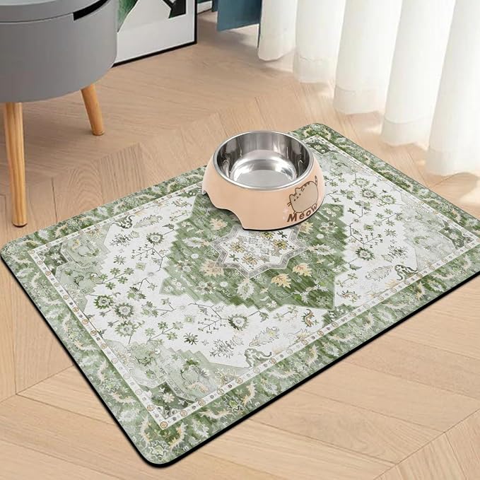 Pet Food Mats for Floor, Absorbent Dog Mat for Food and Water Dispenser Mat - Image 2