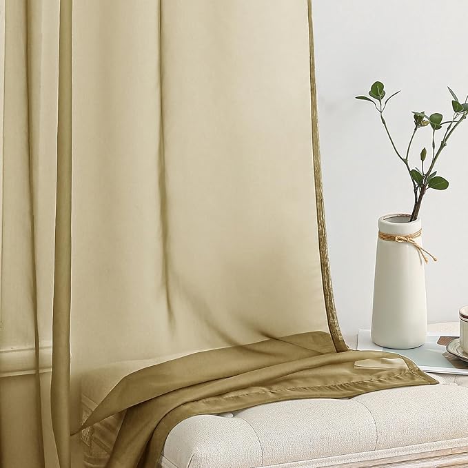 MIULEE 2 Panels Solid Color Sheer Window Curtains Elegant Window Voile - Image 4