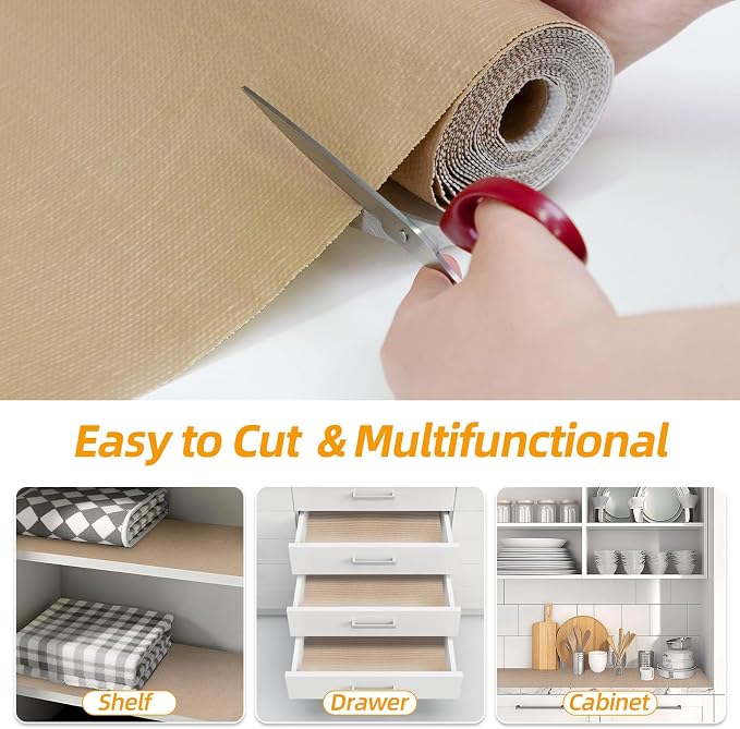 Shelf and Drawer Liner for Kitchen Cabinets Non-Adhesive, Strong Grip Non-Slip - Image 5