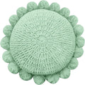 Boho Round Throw Pillow with Cute Handmade Pom Poms Tassels 18 Inch, Decorative by Unknown