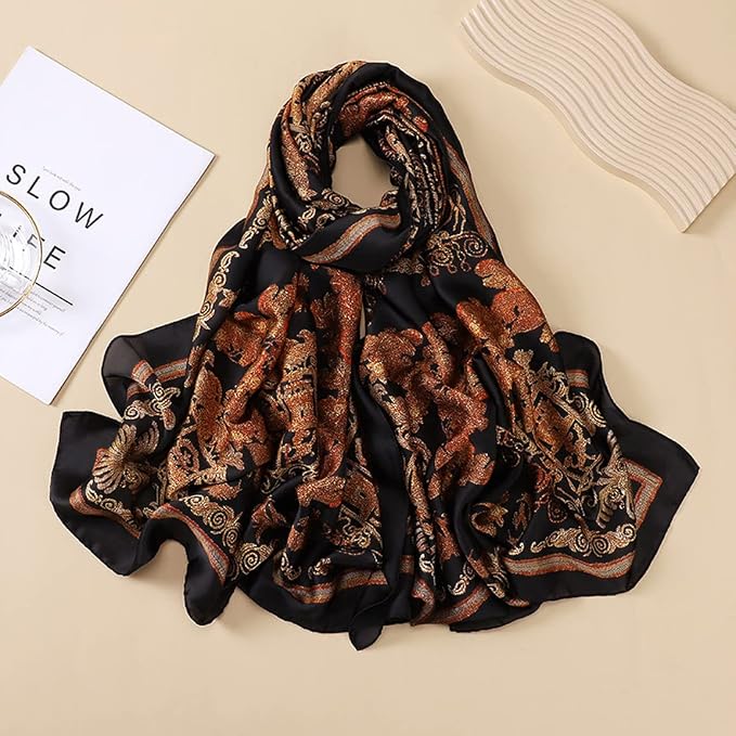 Fashion Scarves Scarf 100% Silk Feeling Scarf Silk Like Scarves Long - Image 2