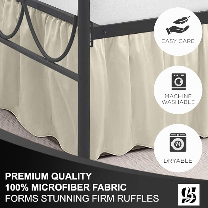 SKY BEDDINGS - Queen Size Ruffled Bed Skirt - 16 Inch Drop Dust Ruffle Bed - Image 6
