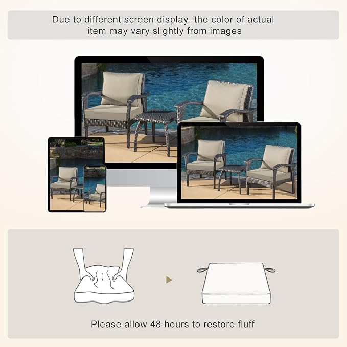 Favoyard Patio Chair Cushions 22 x 22 x 3 Inch Waterproof Outdoor Seat Cushions - Image 7