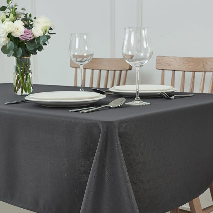maxmill Faux Linen Texture Tablecloth Stain Resistant Waterproof, Wrinkle - Image 2
