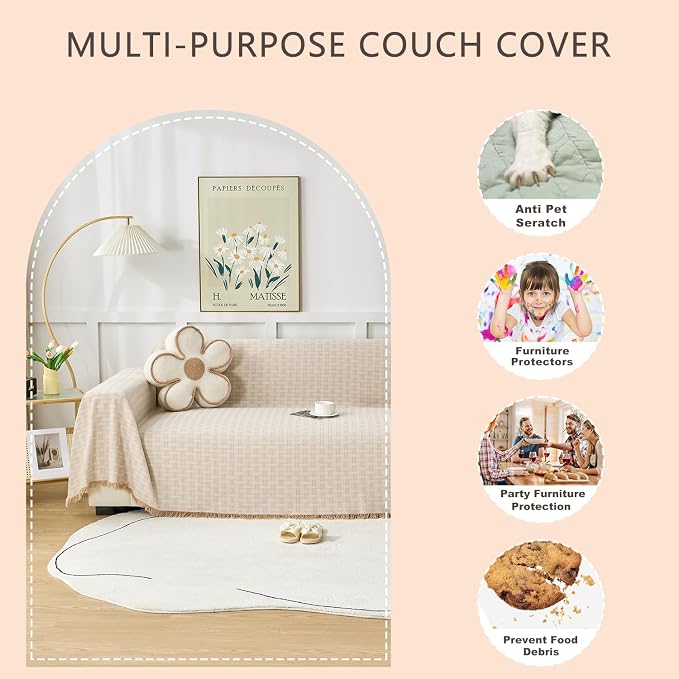 Coffee Couch Cover Blanket Cute Geometrical Jacquard Washable Sofa Cover - Image 6