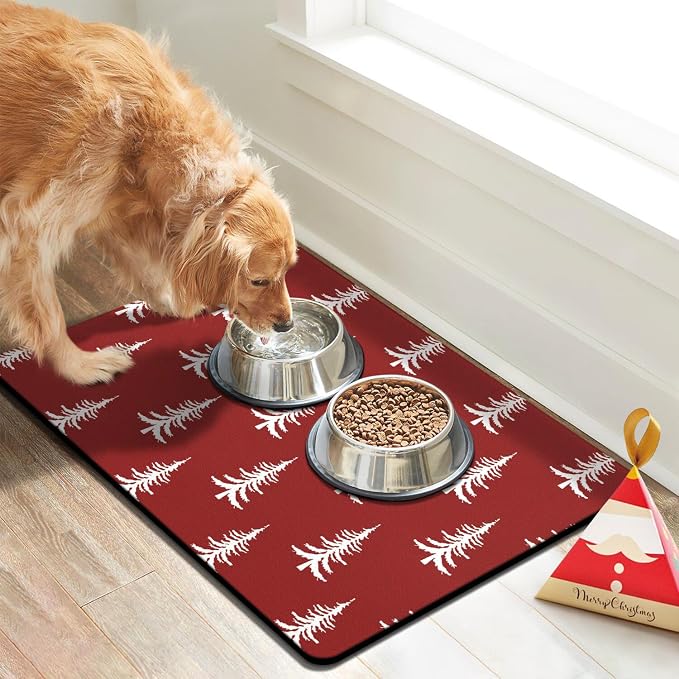 Dog Cat Food Mats for Floors, Absorbent Dog Bowl Mats for Food and Water - Image 2