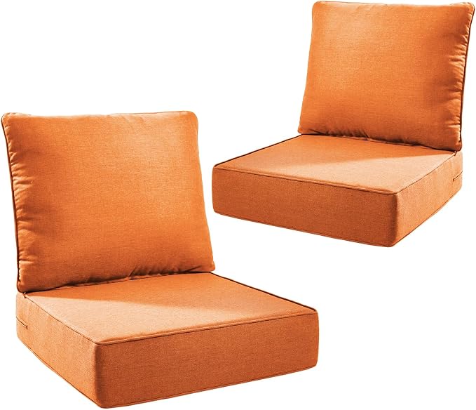Outdoor Seat Cushion Set-24 x 24 x 6 Inch Outdoor Chair Cushions Set of 2 by NatureComfyOutdoorFurniture