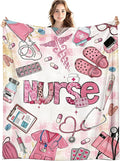 Pink Nurse Blanket, Coquette Pink Print Throw Blankets by Unknown
