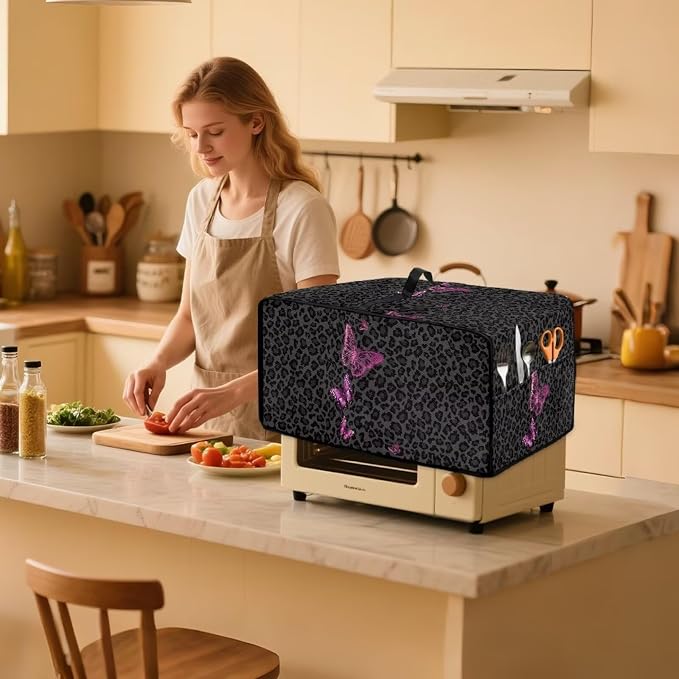Butterfly Leopard Print Microwave Oven Dust Cover Heavy Duty Microwave Oven - Image 2