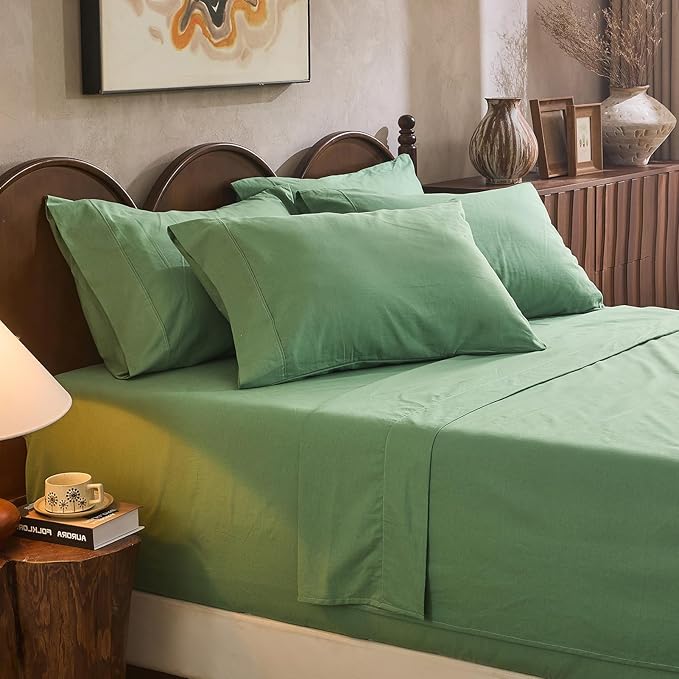 100% Linen Sheet Set Queen Size Extra Deep Pocket Fits 18-24 Inch Mattress by overket