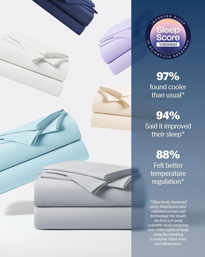 REST® Evercool®+ Starter Sheet Set Twin XL Light Gray, Breathable Bed Sheets - Image 8