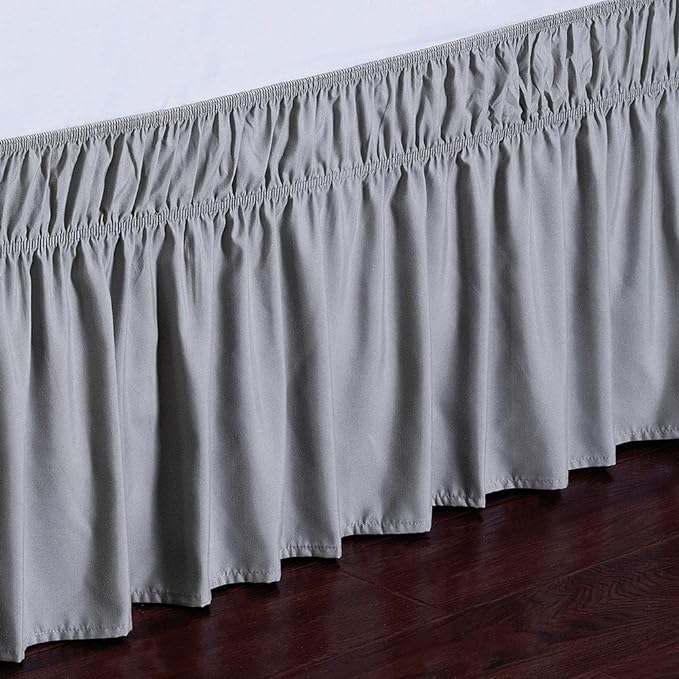 MEILA Wrap Around Bed Skirt Three Fabric Sides Elastic Dust Ruffled 14 Inch - Image 3