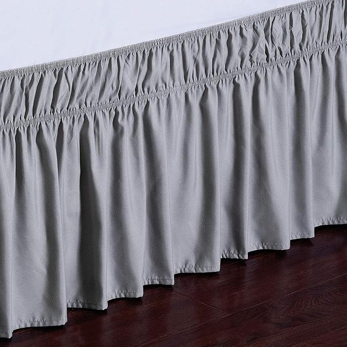 MEILA Wrap Around Bed Skirt Three Fabric Sides Elastic Dust Ruffled 16 Inch - Image 4