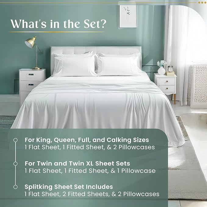 100% Egyptian Cotton Sheets Queen Size Bed Set, Deep Pocket Queen Sheet set - Image 7