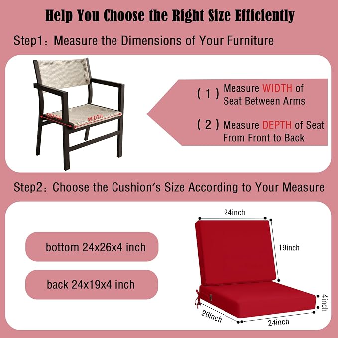 idee-home Outdoor Cushions for Patio Furniture, Outdoor Seat Cushion, - Image 6
