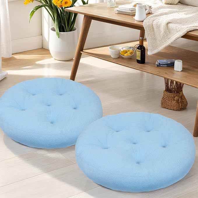 Meditation Floor Pillow Set of 2, Round Large Pillows Seating by Unknown