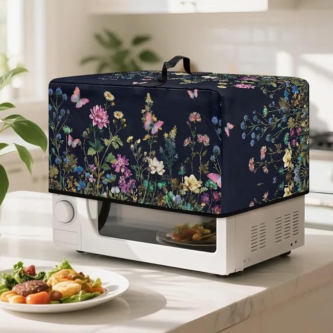 Microwave Dust Cover, Floral Heat-Resistant Waterproof Polyester Fabric - Image 3