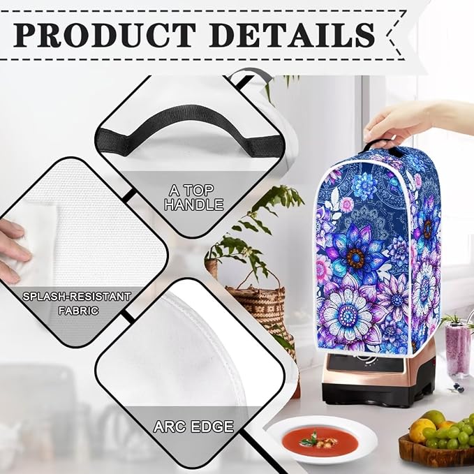 Bright Blossoms Toaster and Blender Cover Set Boho Mandala Floral Small - Image 3