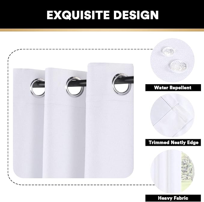 PrinceDeco Blackout White Curtains 84 Inches Long Thermal Curtains - Image 6