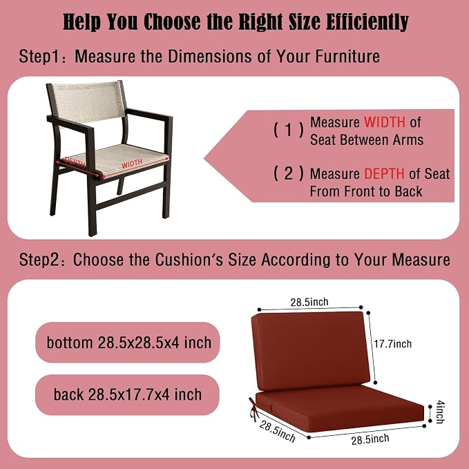 idee-home Outdoor Cushions for Patio Furniture, Outdoor Seat Cushion, - Image 5
