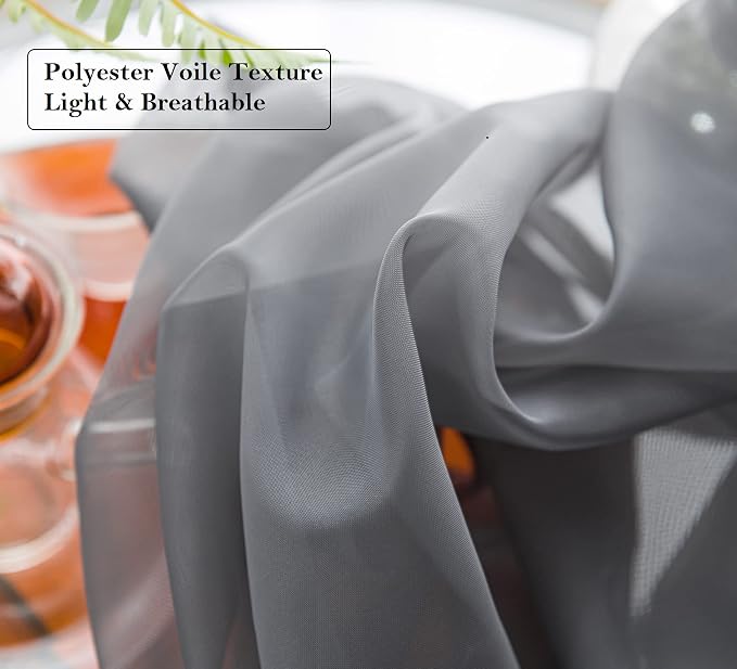 PI Sheer Curtains 63 Inches Length, Short Grommet Light Filter Sheer Panels - Image 3