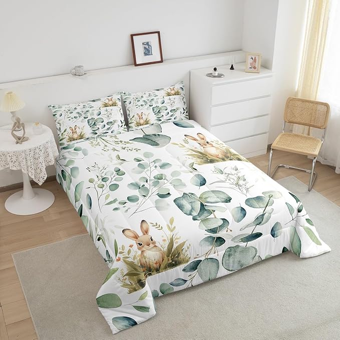 Erosebridal Girls Kawaii Animal Queen Size Comforter Set Cute Rabbit Bedding Set - Image 4