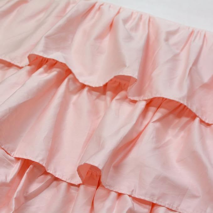 Brandream Blush Pink Shabby Chic Girl Ruffled Crib Bed Skirt Dust Ruffle Triple - Image 2