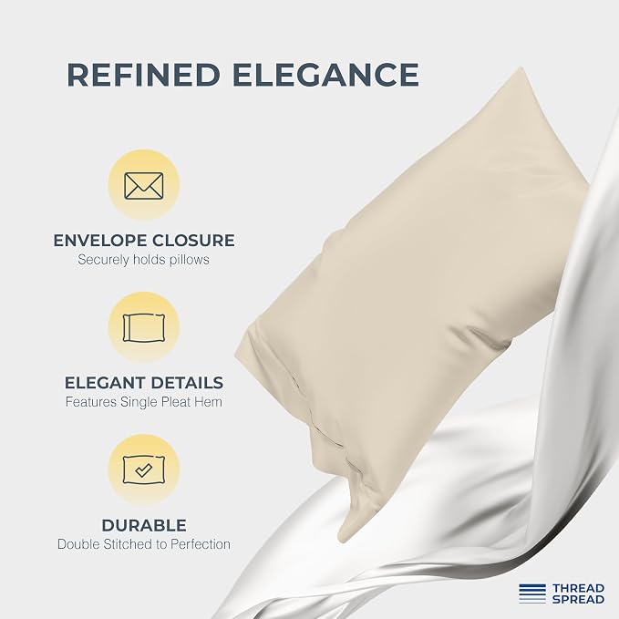 THREAD SPREAD 100% Egyptian Cotton Sheets California King Size Bed Set - Image 4