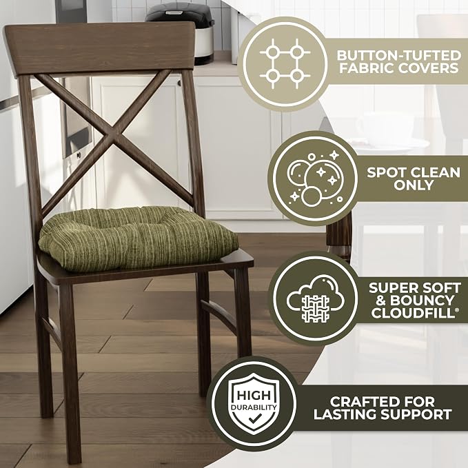 Klear Vu Gripper Overstuffed Universal Non-Slip Dining Chair Cushions - Image 2