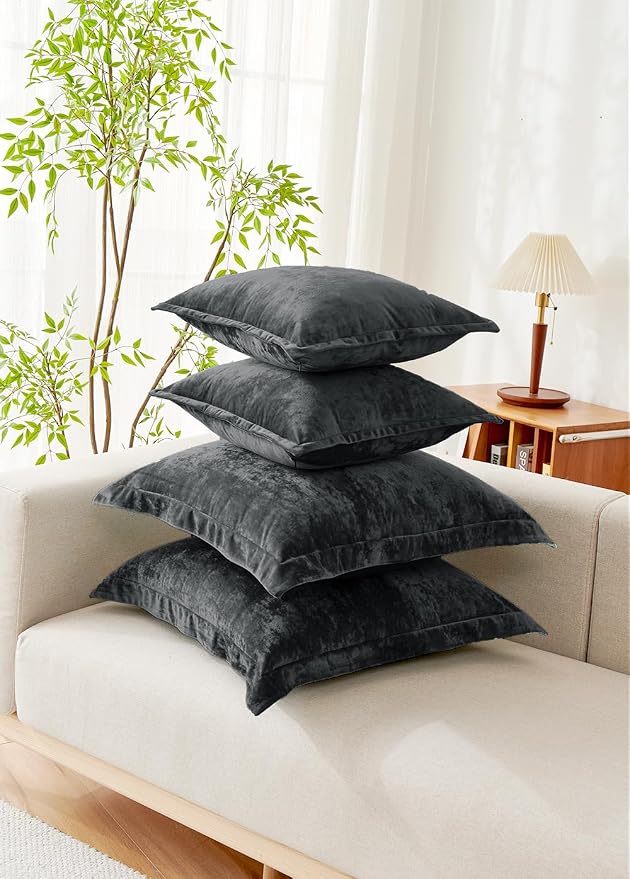 Luxurious Velvet Throw Pillow Covers 20x20 Set of 2 Decorative Pillow Covers - Image 3