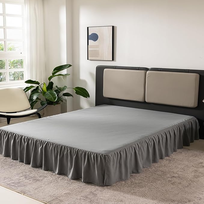 Grey Bed Skirt King Size Ruffled Bed Skirt - Image 5