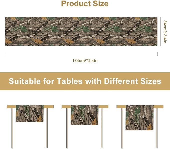 Camo Branches Table Runner, Camo Tree Hunting Oak Table Runner - Image 7