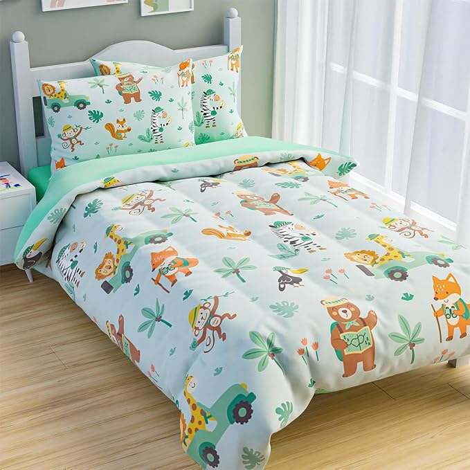 SANDJEST Jungle Animal Comforter Set Twin Size 68x86in - Image 5