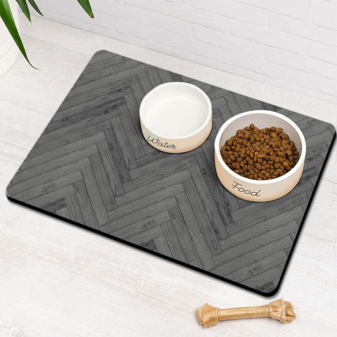 Dog Food Mats for Floors Absorbent, Pet Cat Food Mat by Ayiashiab