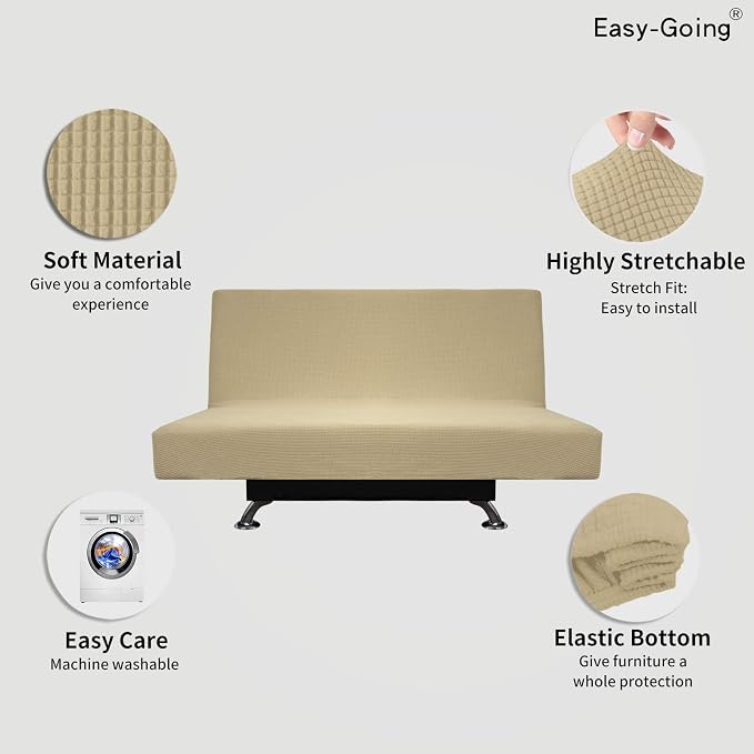 Easy-Going Stretch Futon Slipcover Armless Futon Bed Cover Furniture Protector - Image 3